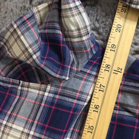 Esprit Western Cotton Blue Whit Pink Plaid Snap Button size M - Picture 13 of 14